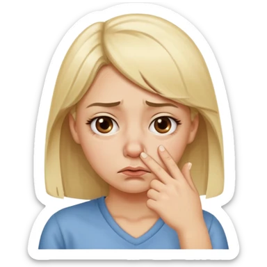 white blonde girl holding her nose because something stinks  sticker