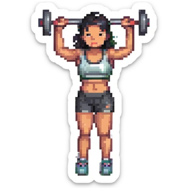 Asian gym enthusiast lifting weights sticker