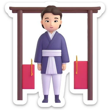 Japanese male high school student staying at traditional inn during school trip sticker