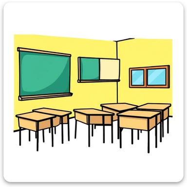 classroom with teacher and students sticker