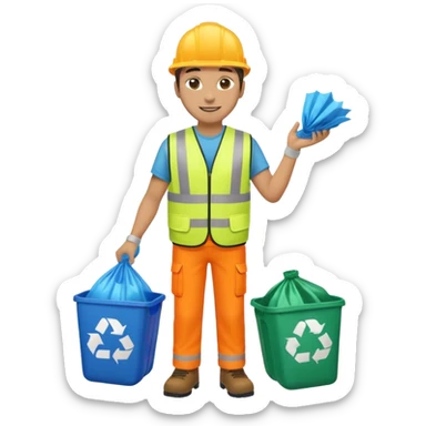 waste-management, neon safety vest, trash picker, cleaning up trash, full body sticker