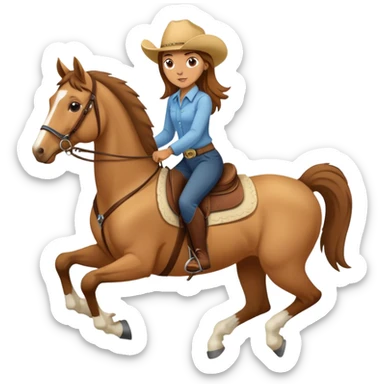 thin Horse back riding Girl with Brown Hair and a palomino Horse  western sticker