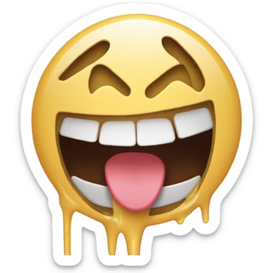 face with open mouth with glue dripping out sticker