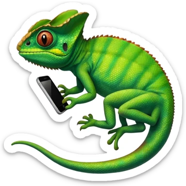 Chameleon using an iPhone sticker