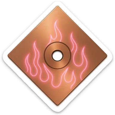 A minimalist CD disc with subtle pink flames, glowing effect, variation 2, style: general, shape: diamond, color: copper sticker