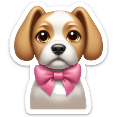 Cute dog with bows on ears and bow collar sticker