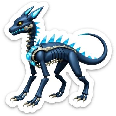 futuristic Skeleton-Cyborg-Manectric-Electrike-Salandit-Cubone-Umbreon-Marowak-Draco-Fakémon-hybrid-creature (full body), 4 legs sticker