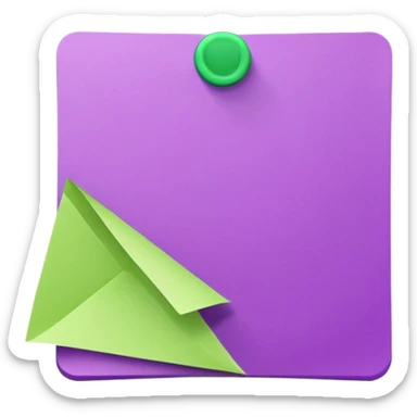 purple post-it note with green checkmark sticker