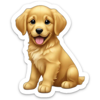 golden retriever puppy playing a toy sticker