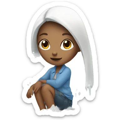 a girl with a white puddle  sticker