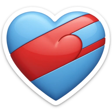 corazon azul y rojo a rayas sticker