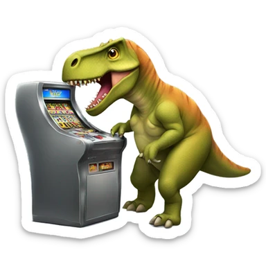 Dinosaur playing slots sticker