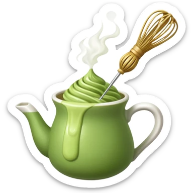 matcha whisk with frothy green matcha sticker