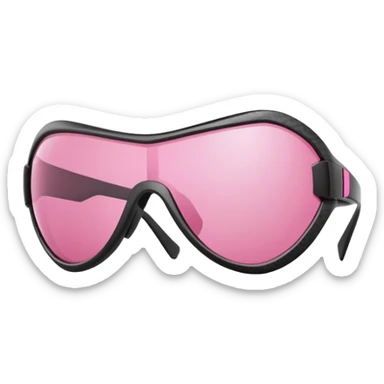 futuristic pink shield sunglasses with thick carbon fiber frame, athletic style sticker