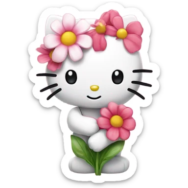 Hello kitty with flower sticker