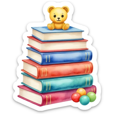 watercolor books and toys sticker