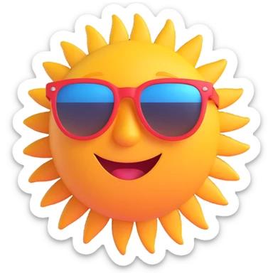 cheerful sun with sunglasses, representing daily positivity, friendly and simple style sticker
