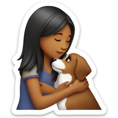 girl with dog kissing sticker