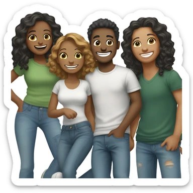 happy friends in casual attire sticker