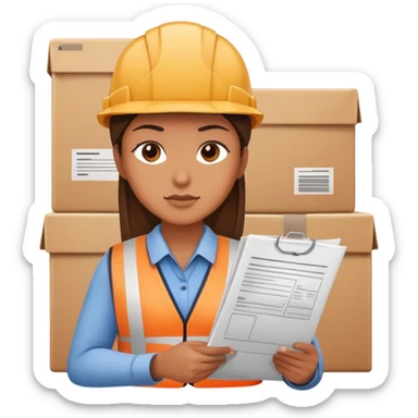 logistics specialist working with shipping documents sticker