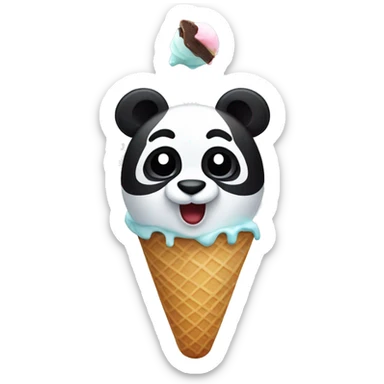 Panda eating ice cream sticker