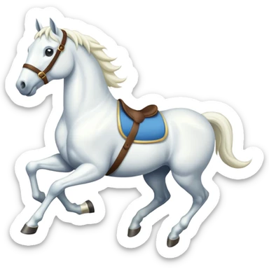 Creat a white horse running sticker