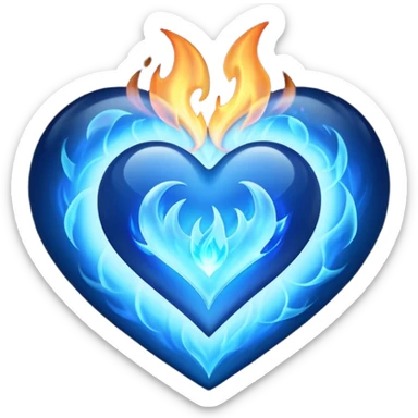 Blue fire heart  sticker