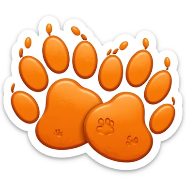 2 paw prints together in an orange color sticker