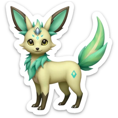 Multicolored sparkly light pale pastel whitish pretty cool elegant realistic planty exotic Trico-Bolthund-Electrike-Umbreon-Leafeon-hybrid, full body sticker