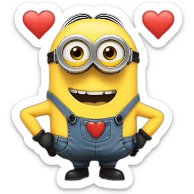minion shows a heart with his hands sticker