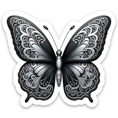 butterfly black and silver sticker