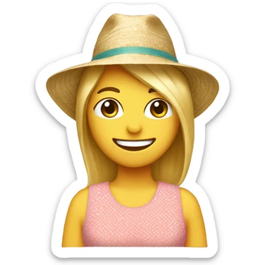 Healthy Caucasian emoji wearing a sunhat sticker
