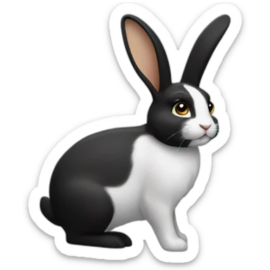 Lapin noir et blanc oreilles qui tombent sticker