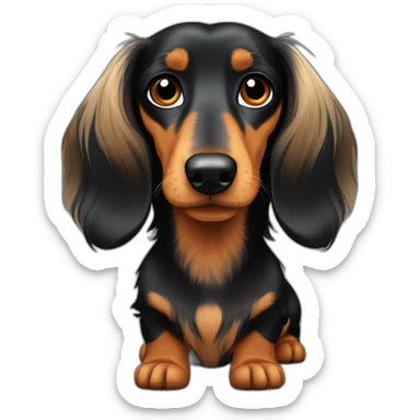 long haired black and tan dachshund sticker