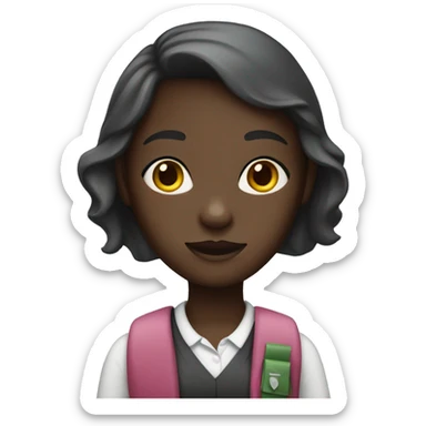school girl with dark skin sticker