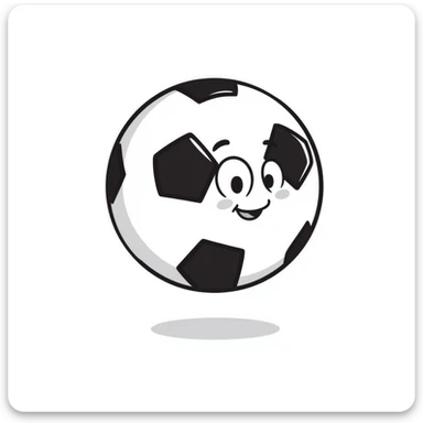 A hand-drawn football/soccer ball with an adorable face and expression sticker