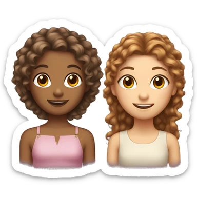 Two girls curly brown hair and straight fairy hair  sticker