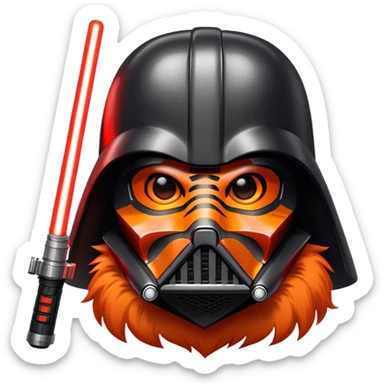 tiger face with Darth Vader helmet and red lightsaber for Twitch emote sticker