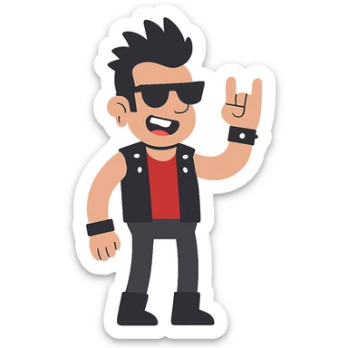 flat toon style cool funny rocker sticker