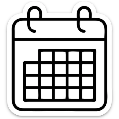 minimal style calendar icon with single month view and visible grid sticker