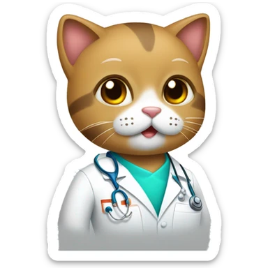 um gato vestido de medico operando sticker