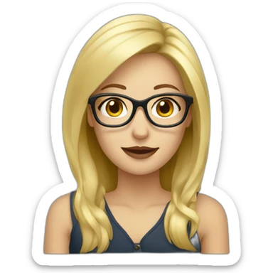 blonde european women with glasses sticker