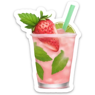 Pastel pink mojito strawberry  sticker