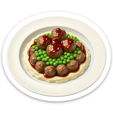 swedish ikea meatballs with mashed potatoes peas and jam sticker