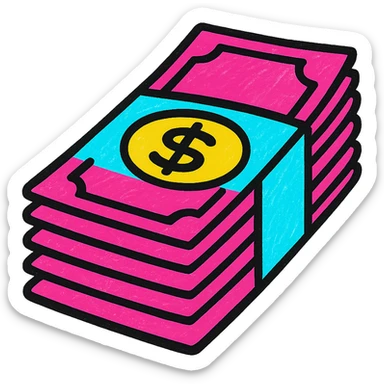 pink money, bold, vibrant, pop art, no text sticker