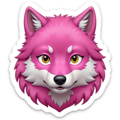 Wolf with pink craff sticker