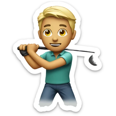 Golfer throwing club sticker
