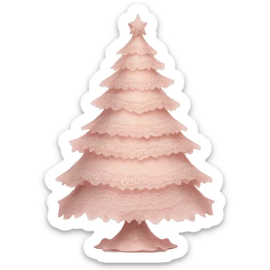 vintage rococo light pink christmas tree with lace and frills sticker
