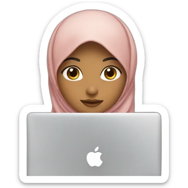 Hijab girl in front of MacBook 💻  sticker