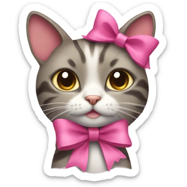 Cat with pink bow  sticker